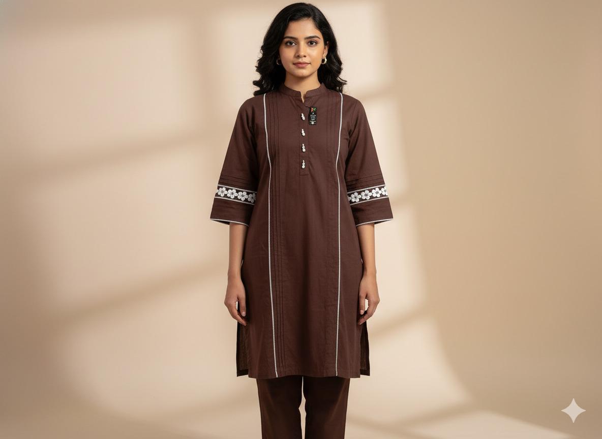 π€ Cocoa Charm Khaddar Lace Suit