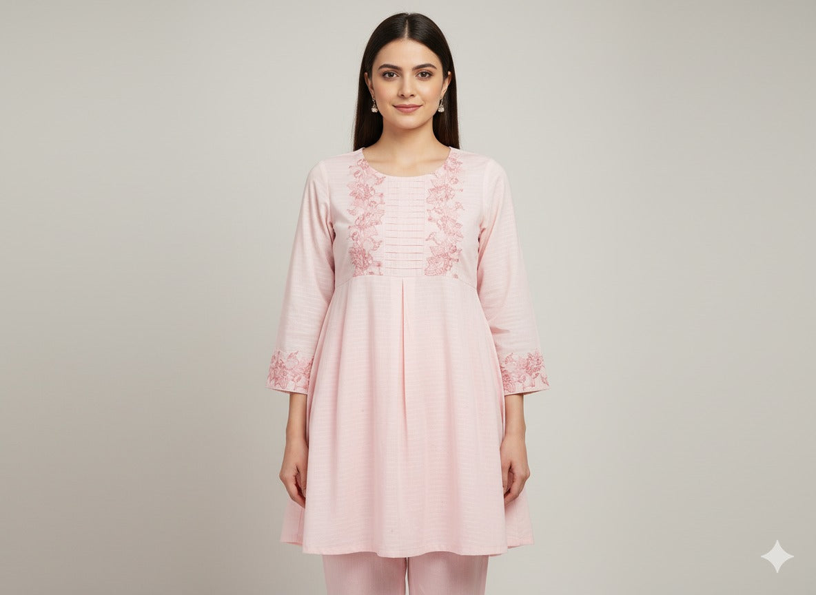 πΈ Blush Elegance β Embroidered Lawn Suit π
