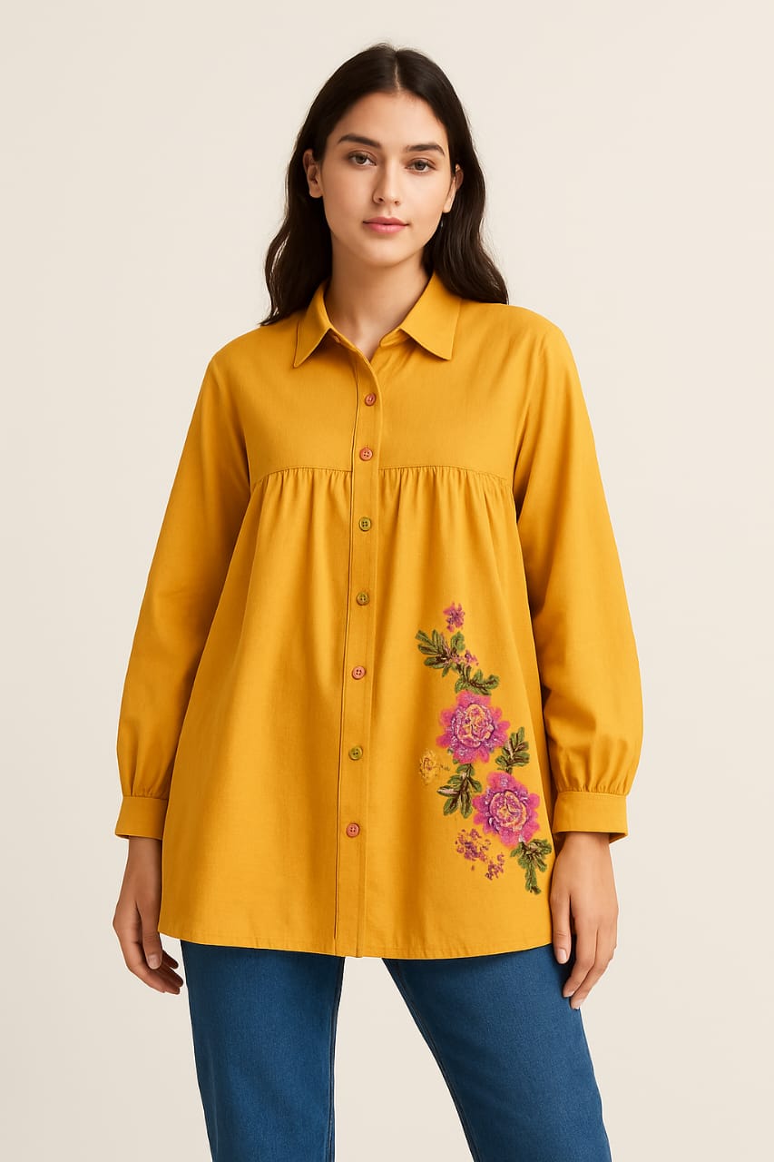 ๐งก Amber Glow โ Embroidered Lawn Top โจ๐บ (Single Piece Top)